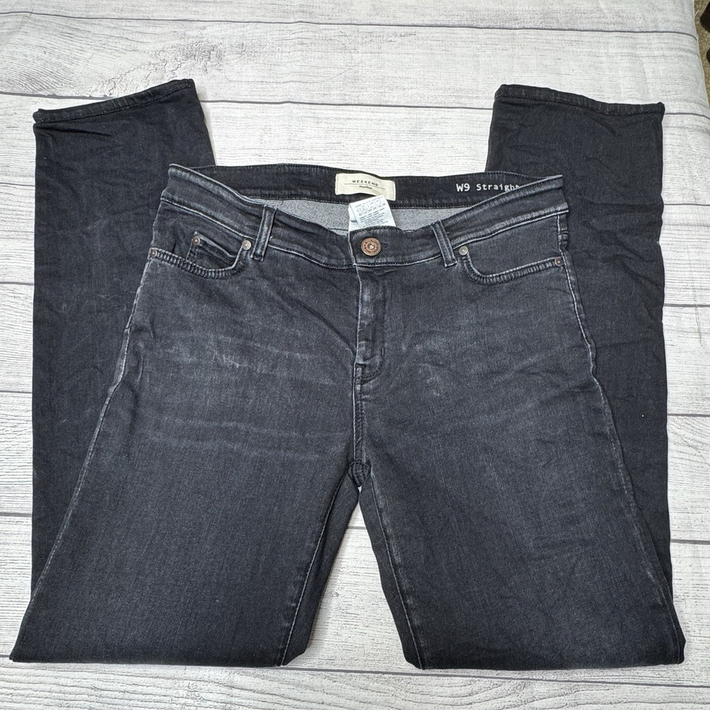 Weekend Max Mara W9‎ Straight Jeans Black Denim Stretch Size 12 MaxMara